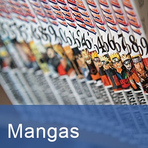 Série de mangas sur une étagère
