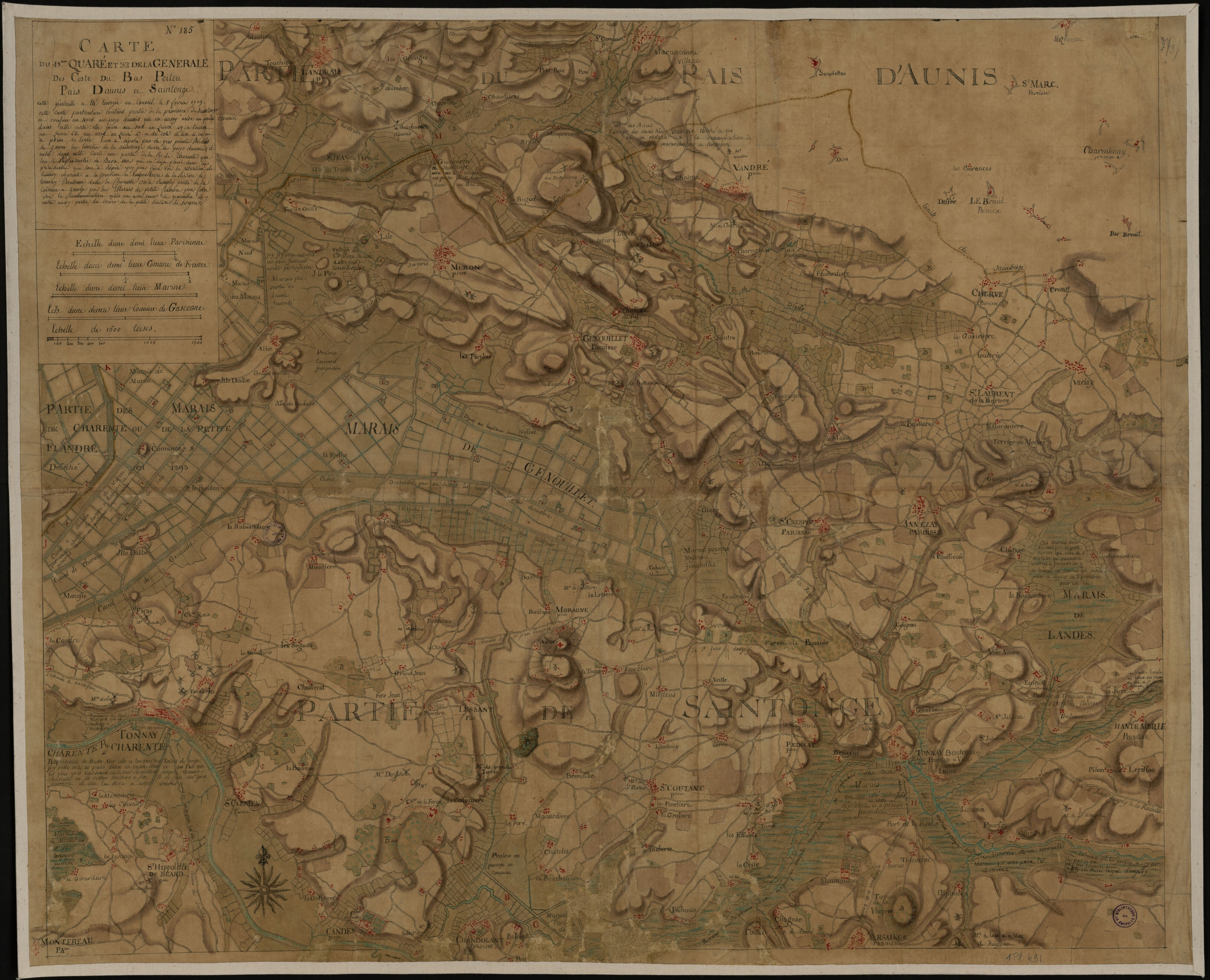 Carte du 48e quaré (sic) et 32 de la Générale des costes du Bas-Poitou, Païs d'Aunis et Saintonge...envoyée au Conseil le 5 février 1719 / [par Masse] | Masse, Claude (1652-1737). Cartographe